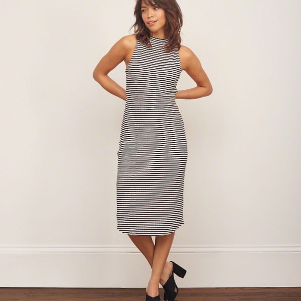 Abercrombie striped mock neck midi dress size M